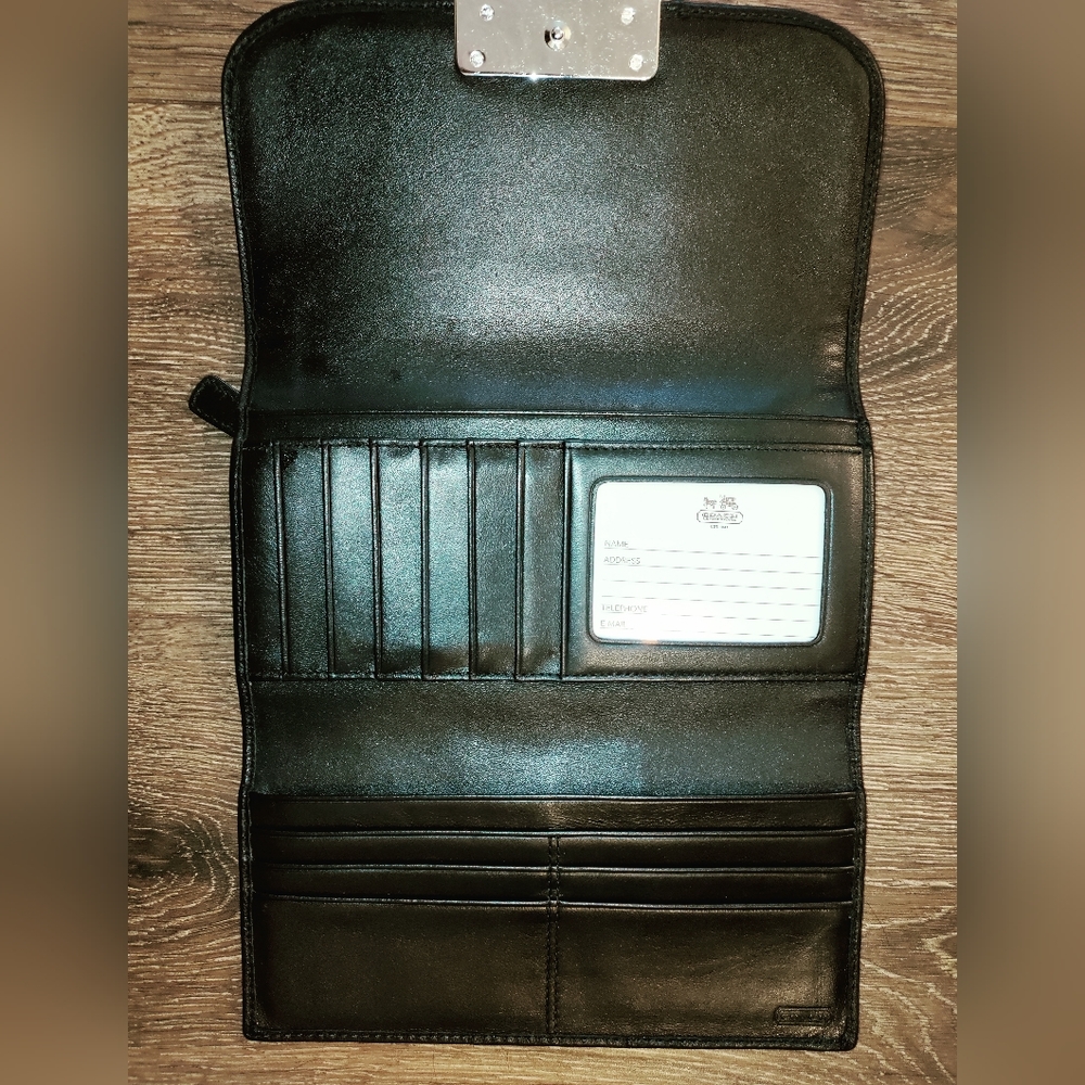 Coach Black Leather Wallet with Silver Accent - Picture 9 of 10